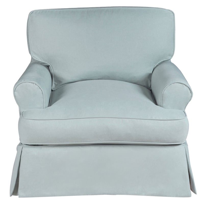 Horizon 3PC Slipcovered Sofa Chair Ottoman Set in Ocean Blue Performance Fabric