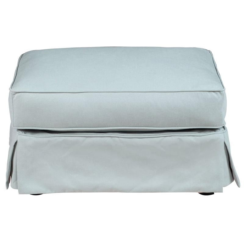 Horizon 3PC Slipcovered Sofa Chair Ottoman Set in Ocean Blue Performance Fabric
