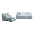 Horizon 3PC Slipcovered Sofa Chair Ottoman Set in Ocean Blue Performance Fabric
