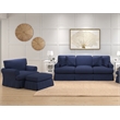 Horizon 3PC Slipcovered Sofa Chair Ottoman Set in Navy Blue Performance Fabric