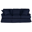 Horizon 3PC Slipcovered Sofa Chair Ottoman Set in Navy Blue Performance Fabric