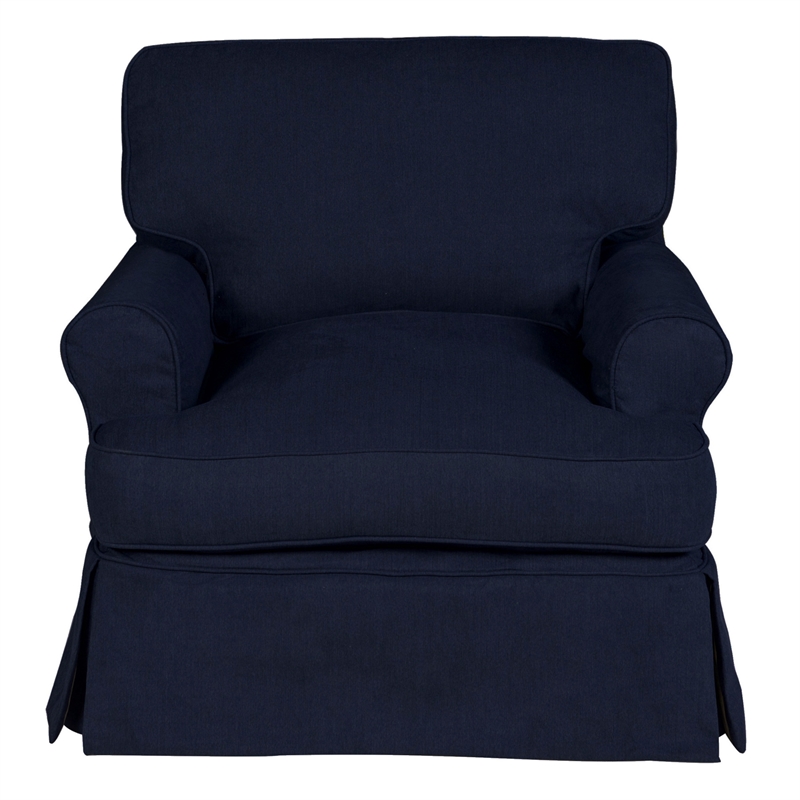 Horizon 3PC Slipcovered Sofa Chair Ottoman Set in Navy Blue Performance Fabric