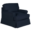 Horizon 3PC Slipcovered Sofa Chair Ottoman Set in Navy Blue Performance Fabric