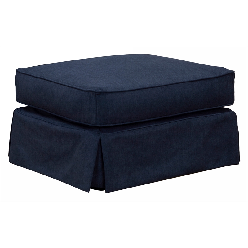 Horizon 3PC Slipcovered Sofa Chair Ottoman Set in Navy Blue Performance Fabric