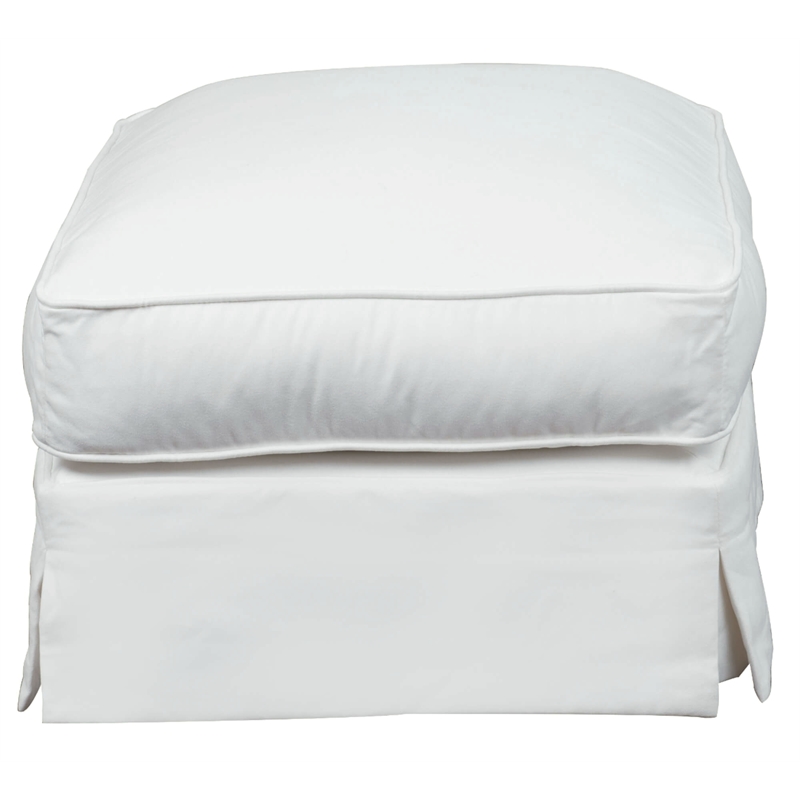 Horizon 3PC Slipcovered Sofa Chair Ottoman Set White Washable Performance Fabric