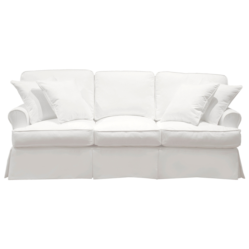 Horizon 3PC Slipcovered Sofa Chair Ottoman Set White Washable Performance Fabric