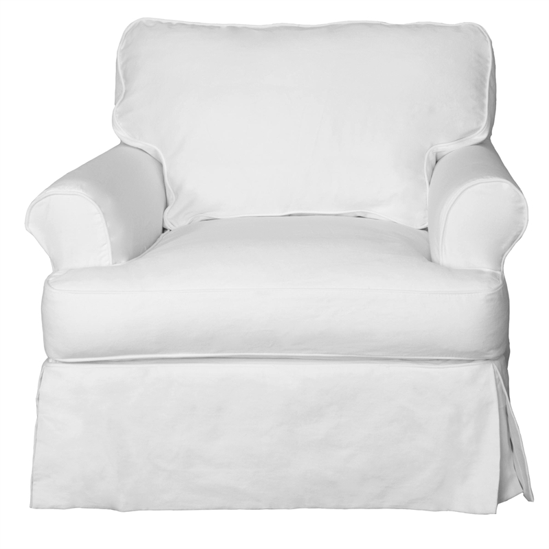 Horizon 3PC Slipcovered Sofa Chair Ottoman Set White Washable Performance Fabric