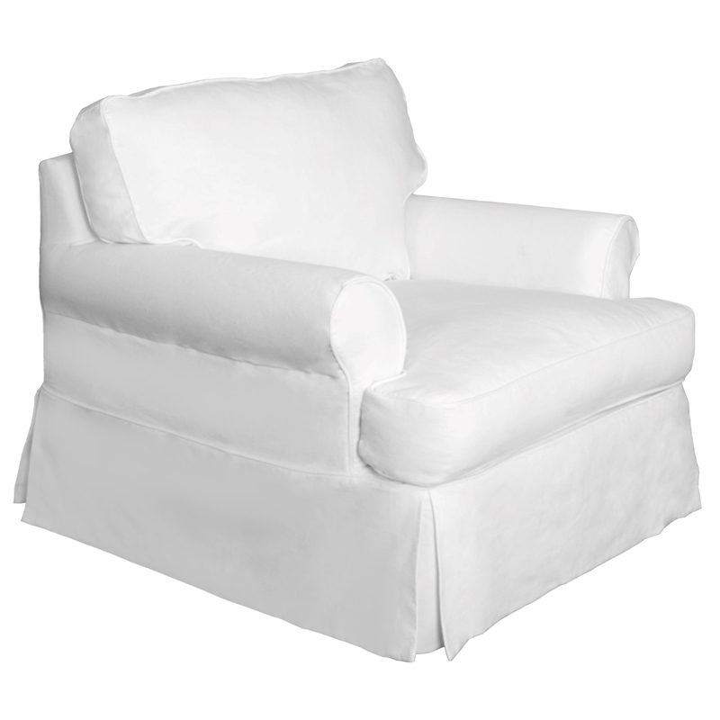 Horizon 3PC Slipcovered Sofa Chair Ottoman Set White Washable Performance Fabric