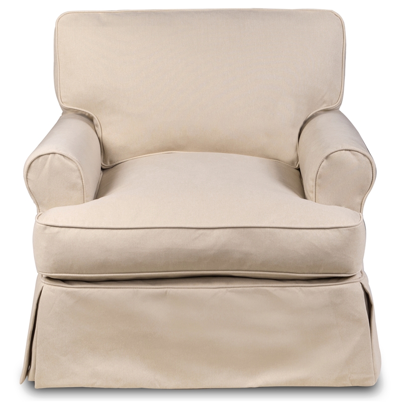 Horizon 3PC Slipcovered Sofa Chair Ottoman Set Tan Washable Performance Fabric