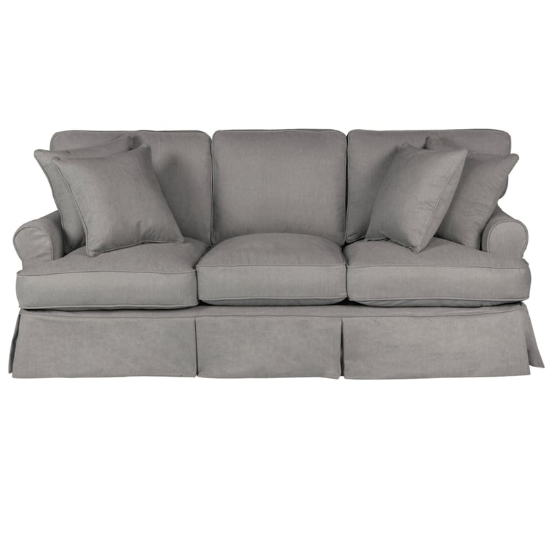 Horizon 3PC Slipcovered Sofa Chair Ottoman Set Gray Washable Performance Fabric