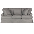Horizon 3PC Slipcovered Sofa Chair Ottoman Set Gray Washable Performance Fabric