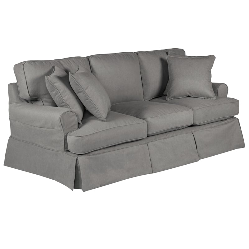Horizon 3PC Slipcovered Sofa Chair Ottoman Set Gray Washable Performance Fabric