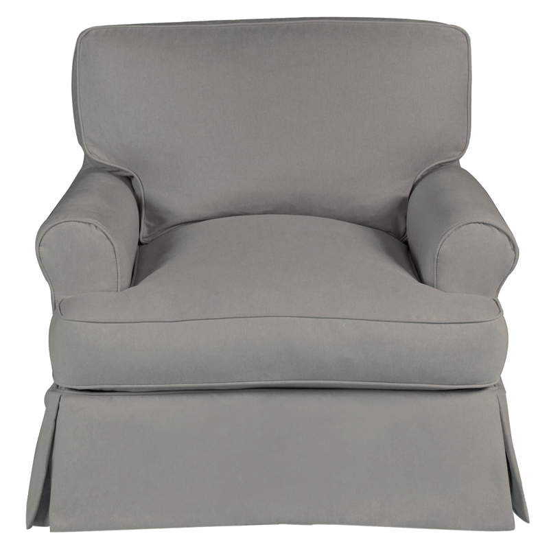 Horizon 3PC Slipcovered Sofa Chair Ottoman Set Gray Washable Performance Fabric