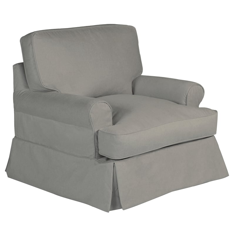 Horizon 3PC Slipcovered Sofa Chair Ottoman Set Gray Washable Performance Fabric