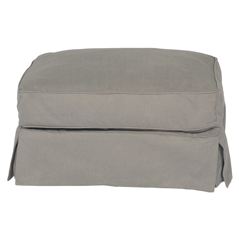 Horizon 3PC Slipcovered Sofa Chair Ottoman Set Gray Washable Performance Fabric