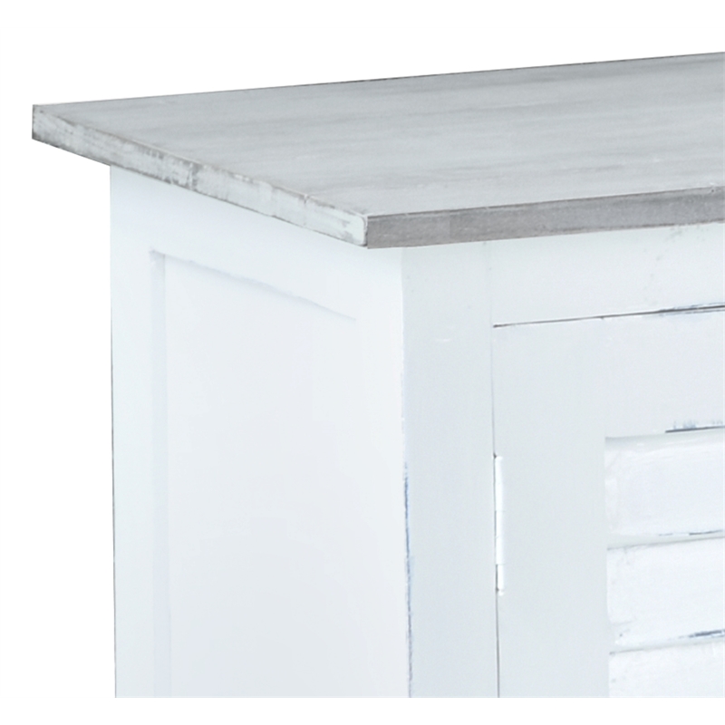 Sunset Trading Cottage Shutter Door Credenza White/Gray Solid Wood No Assembly