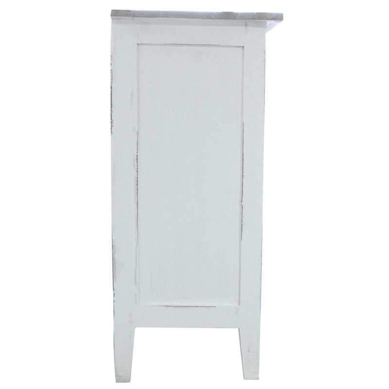Sunset Trading Cottage Shutter Door Credenza White/Gray Solid Wood No Assembly
