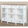 Sunset Trading Lattice Display Console White Brown Solid Wood Fully Assembled