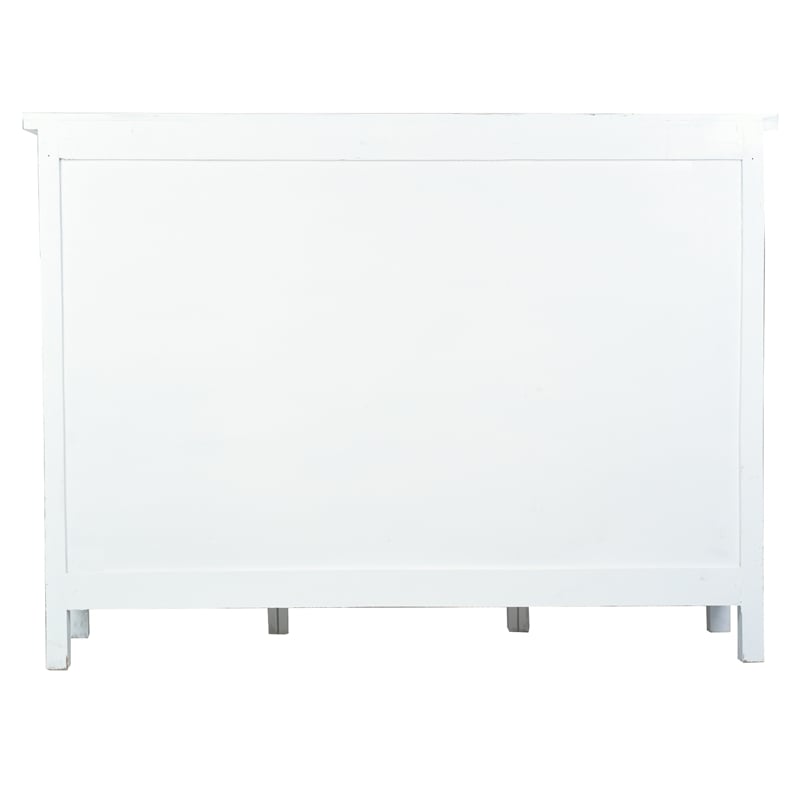 Sunset Trading Lattice Display Console White Brown Solid Wood Fully Assembled