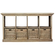 Sunset Trading Cottage Cabinet w Baskets Driftwood Brown Solid Wood No Assembly