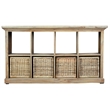 Sunset Trading Cottage Cabinet w Baskets Driftwood Brown Solid Wood No Assembly