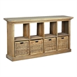 Sunset Trading Cottage Cabinet w Baskets Driftwood Brown Solid Wood No Assembly