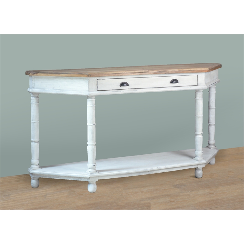 Sunset Trading Cottage Display Table White/Brown Solid Wood Fully Assembled