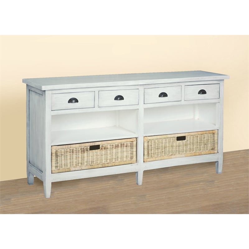 Sunset Trading Cottage Storage Cabinet With Baskets White Solid Wood No Assembly Bushfurniturecollection Com