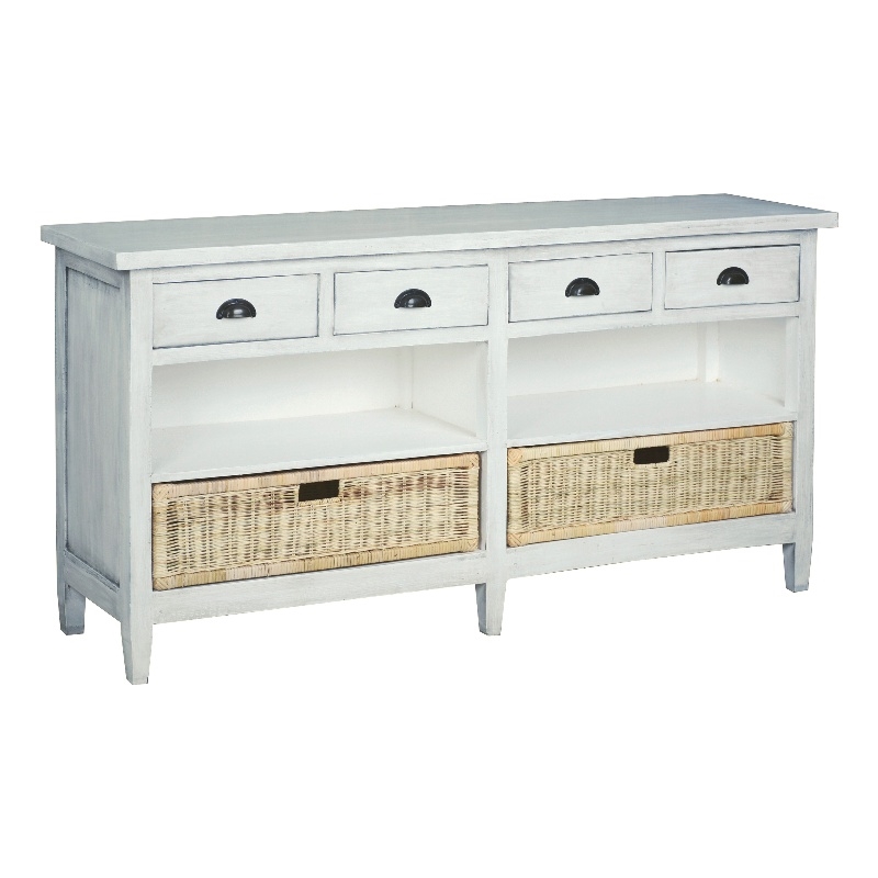 Sunset Trading Cottage Storage Cabinet with Baskets White Solid