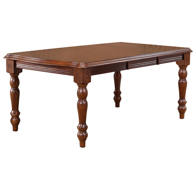 Andrews 7PC Rectangle Extending Dining Set w Windsor Chairs Chestnut Brown Wood
