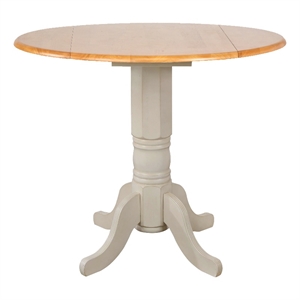 Oakley 42&quot Round Drop Leaf Counter Height Pub Table in Off White/Oak Wood