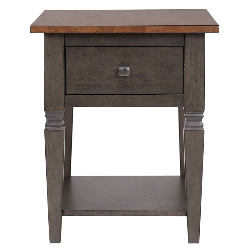 Sunset Trading Dakota End Table w Drawer and Shelf Brown and Gray Solid Wood