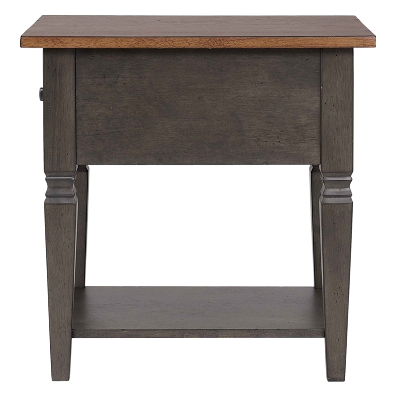 Sunset Trading Dakota End Table w Drawer and Shelf Brown and Gray Solid Wood