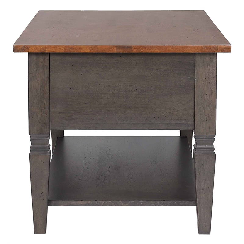 Sunset Trading Dakota End Table w Drawer and Shelf Brown and Gray Solid Wood