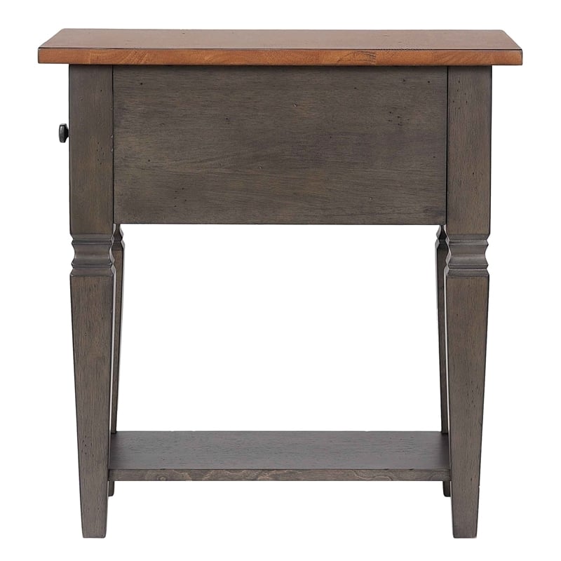 Sunset Trading Dakota Lamp Side Table w Drawer and Shelf Brown Gray Solid Wood