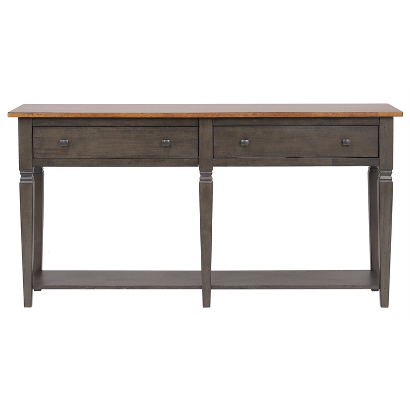 Sunset Trading Dakota Sofa Console Table w Drawers Shelf Brown Gray Solid Wood