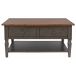 Sunset Trading Dakota Square Coffee Table w Drawers Shelf Brown Gray Solid Wood