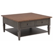 Sunset Trading Dakota Square Coffee Table w Drawers Shelf Brown Gray Solid Wood