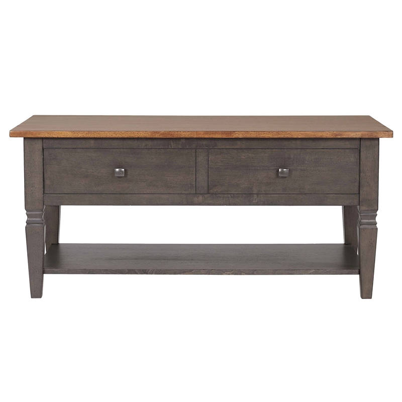 Sunset Trading Dakota Rectangular Coffee Table w Drawers Shelf Brown Gray Wood
