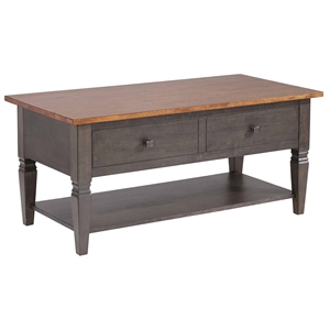 Sunset Trading Dakota Rectangular Coffee Table w Drawers Shelf Brown Gray Wood