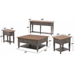 Sunset Trading Dakota 4PC Square Coffee Table Set w Console Brown Gray Wood