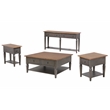 Sunset Trading Dakota 4PC Square Coffee Table Set w Console Brown Gray Wood