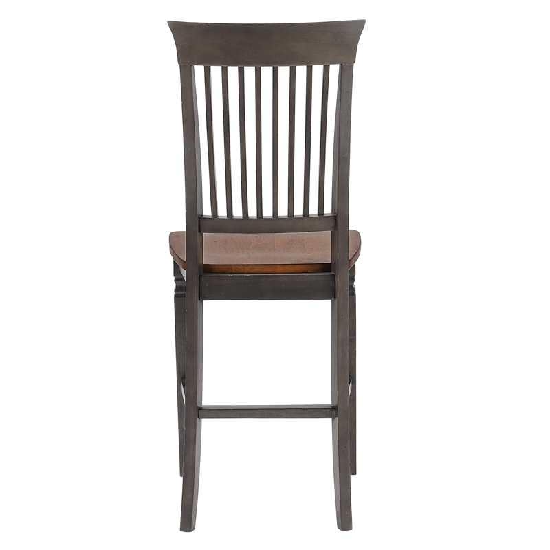 Sunset Trading Dakota 24-inch Slat Back Barstools Set of 2 Brown-Gray Solid Wood