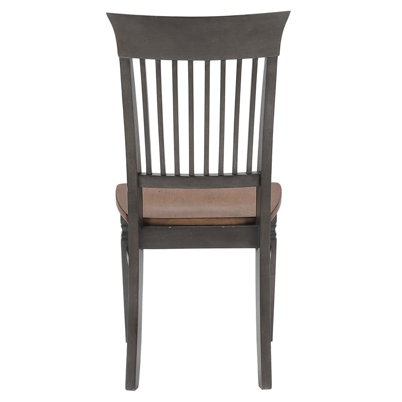 Sunset Trading Dakota Slat Back Dining Chairs Set of 2 Brown Gray Solid Wood