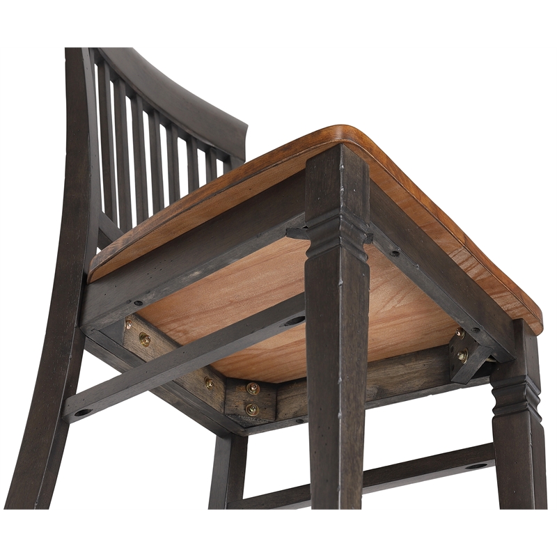 Sunset Trading Dakota Slat Back Dining Chairs Set of 2 Brown Gray Solid Wood