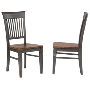 Sunset Trading Dakota Slat Back Dining Chairs Set of 2 Brown Gray Solid Wood