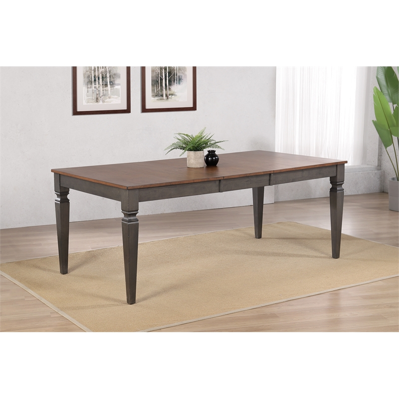 Dakota 60-78-inch Rectangle Expanding Butterfly Dining Table Brown and Gray Wood