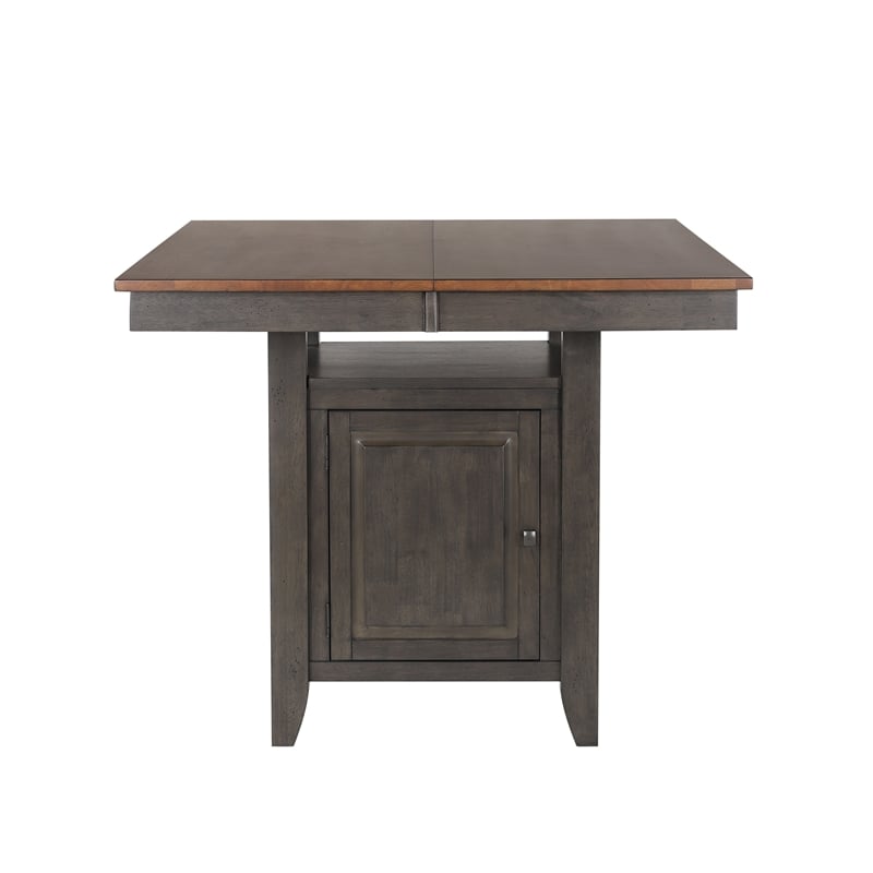 Dakota 42-54-inch Counter Ht Expanding Dining Table w Storage Brown Gray Wood