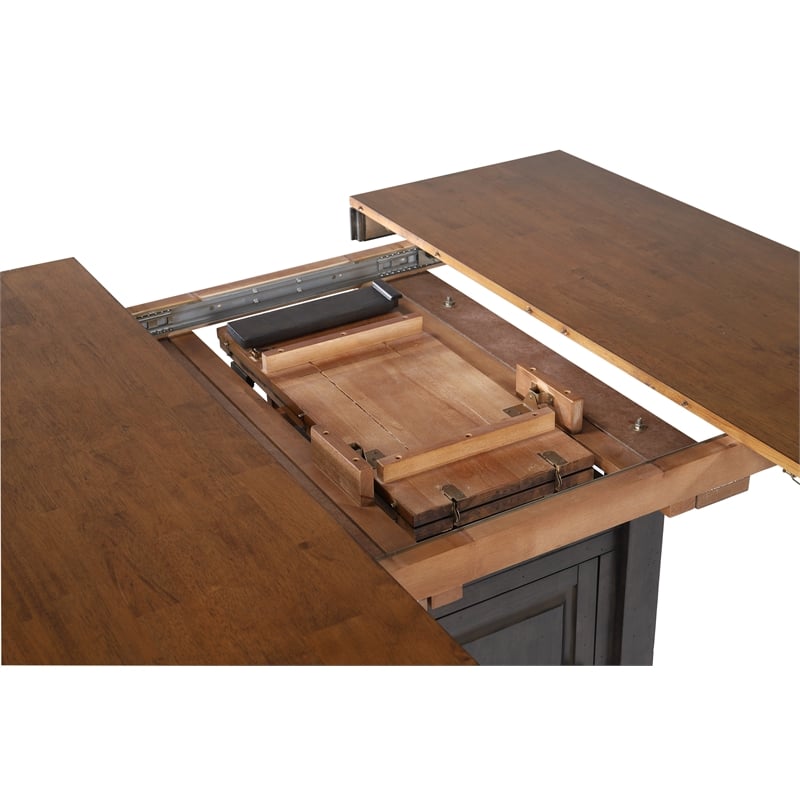 Dakota 42-54-inch Counter Ht Expanding Dining Table w Storage Brown Gray Wood