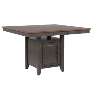 Dakota 42-54-inch Counter Ht Expanding Dining Table w Storage Brown Gray Wood